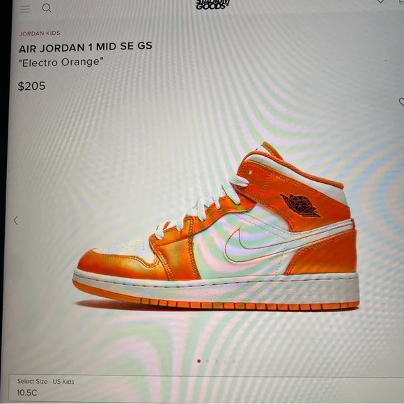 Air Jordan 1 mid top “ electro orange” size 10c youth - Picture 2 of 11